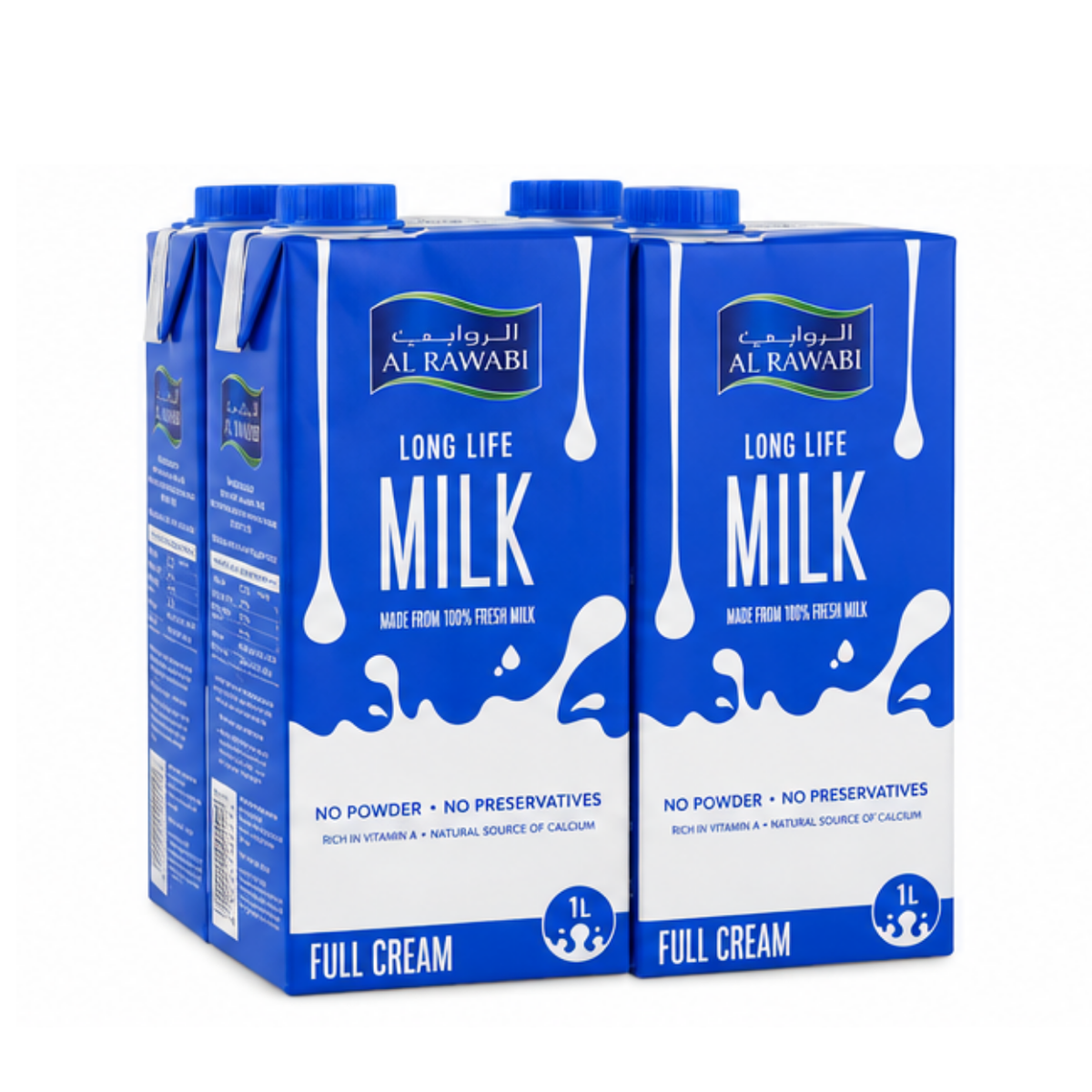 Al Rawabi Long Life Full Fat Milk 4 x 1L