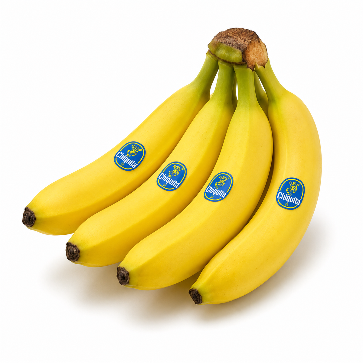 Fresh Chiquita Bananas on white background