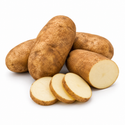 Fresh Idaho Russet Potatoes on white background