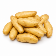 Fresh La Ratte Potatoes on white background