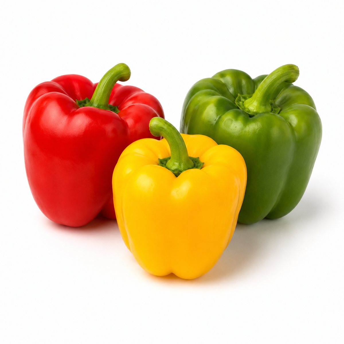 Fresh Mixed Bell Peppers on white background