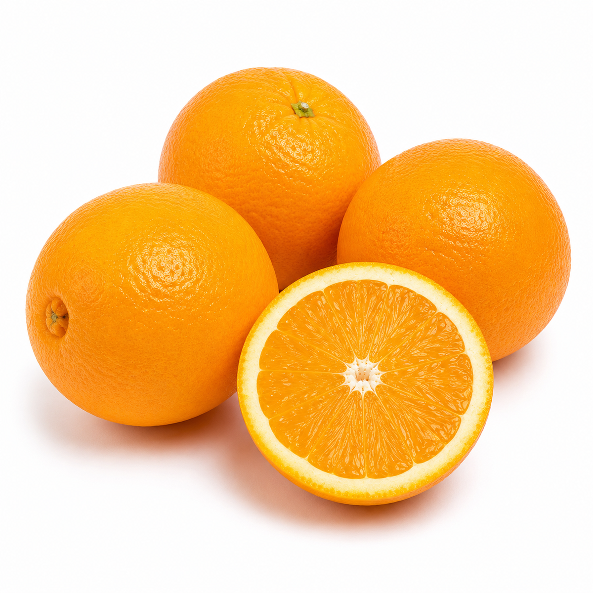 Fresh Navel Oranges on white background