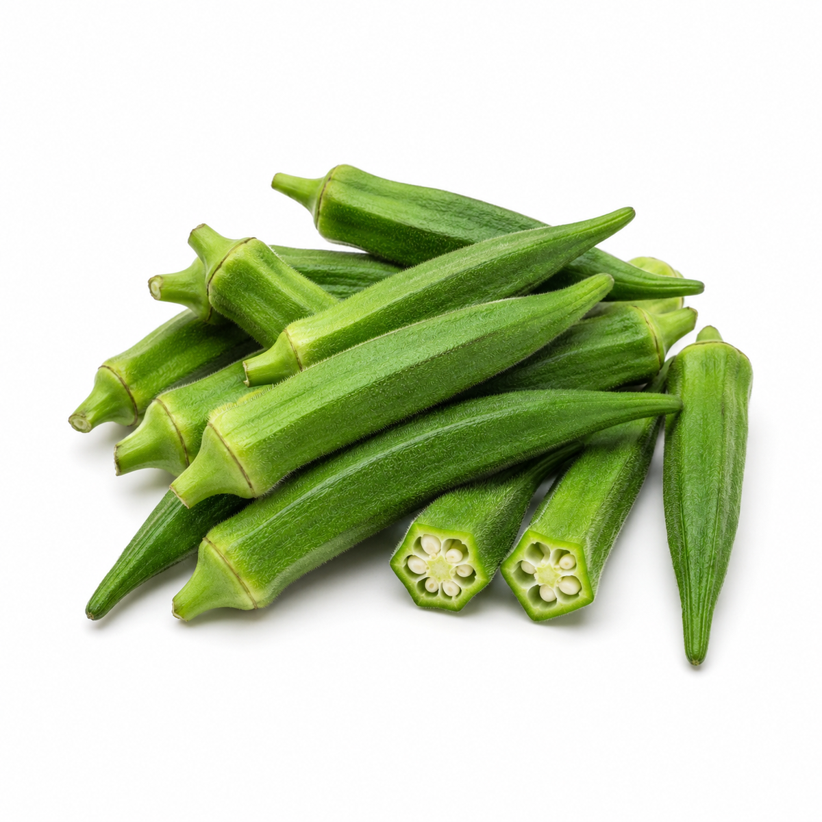 Fresh Okra on white background