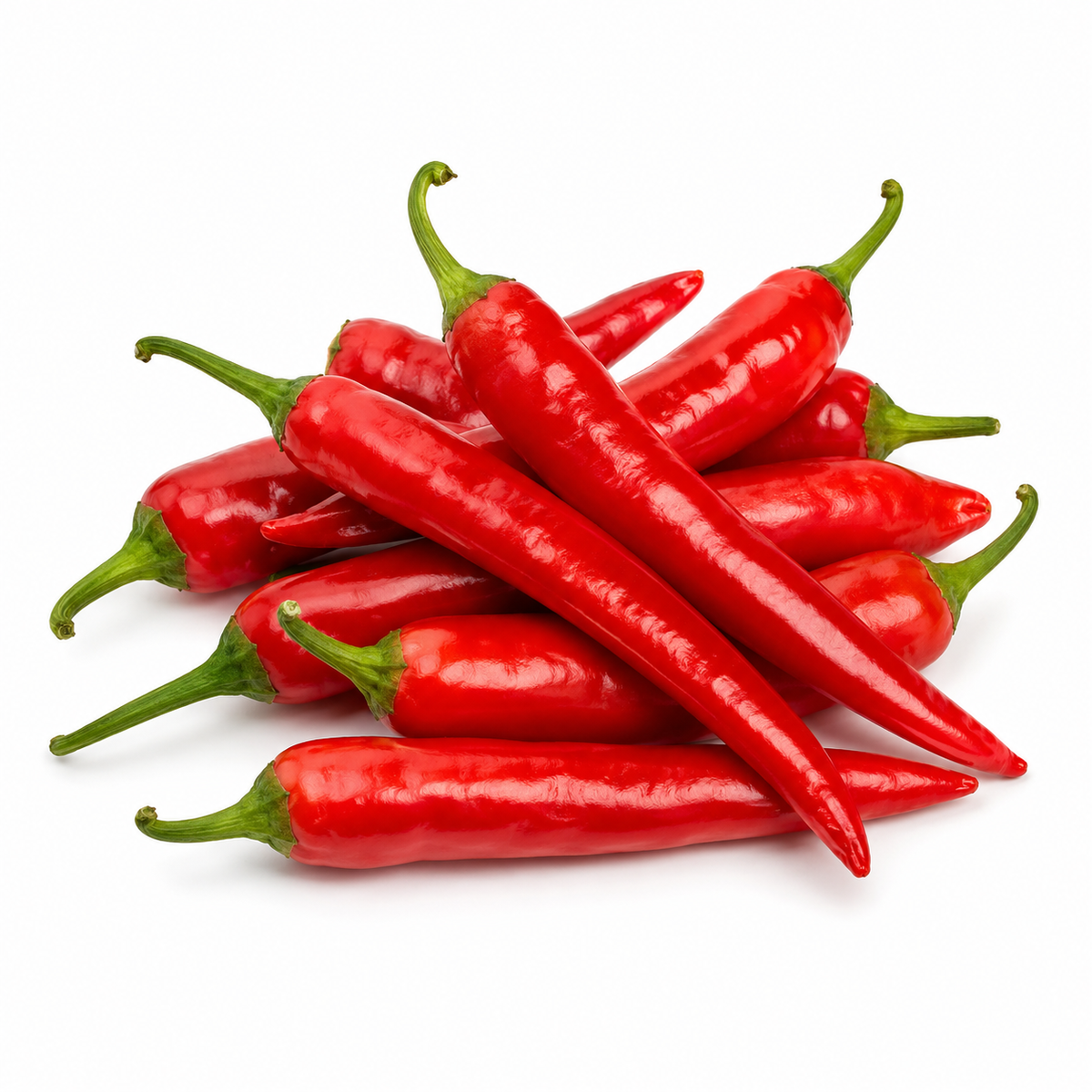 Fresh Red Chillies on white background