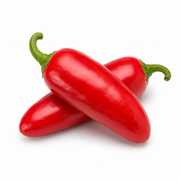 Fresh Red Jalapeño Peppers on white background