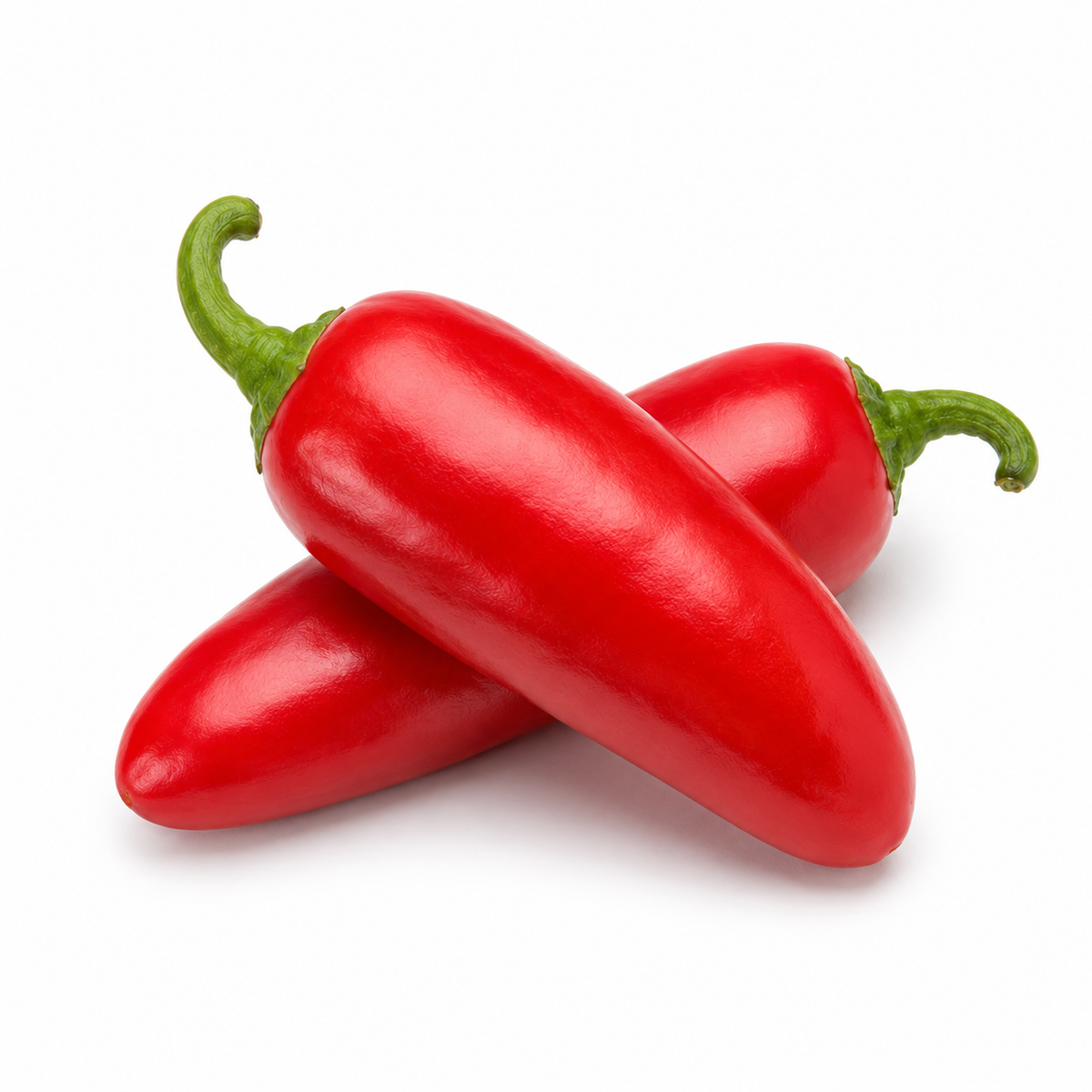 Fresh Red Jalapeño Peppers on white background