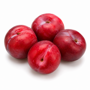 Fresh Red Plums on white background