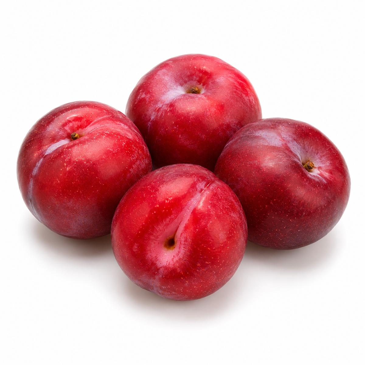 Fresh Red Plums on white background