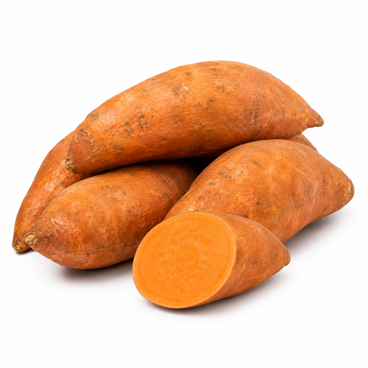 Fresh Sweet Potatoes on white background