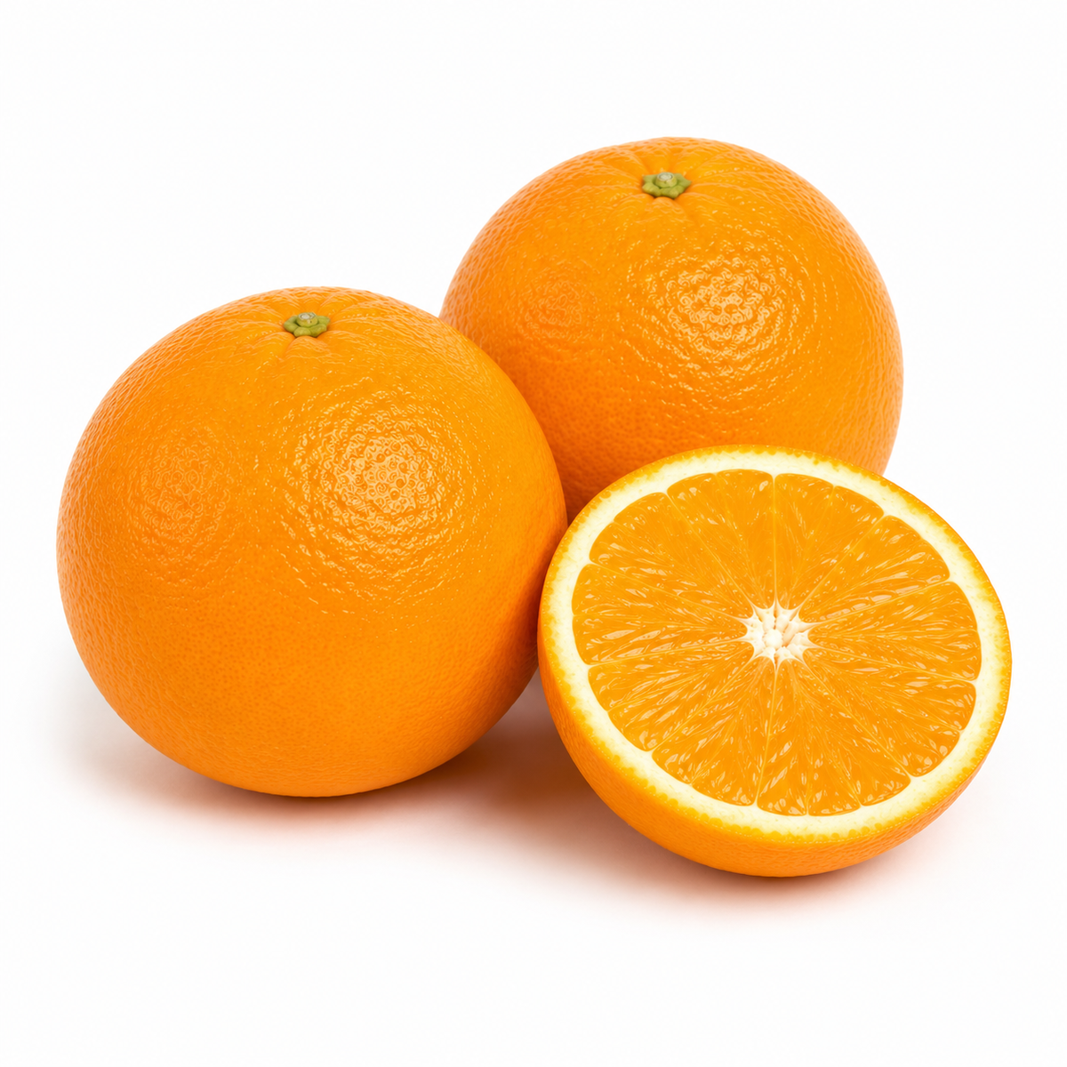 Fresh Valencia Oranges on white background