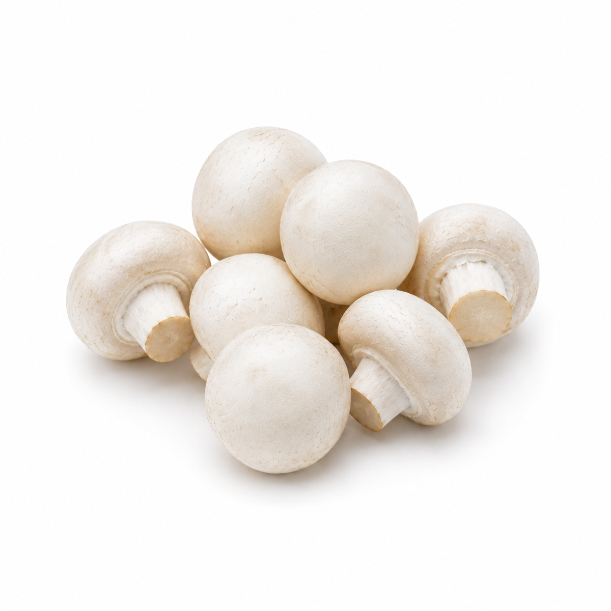 Fresh White Button Mushrooms on white background